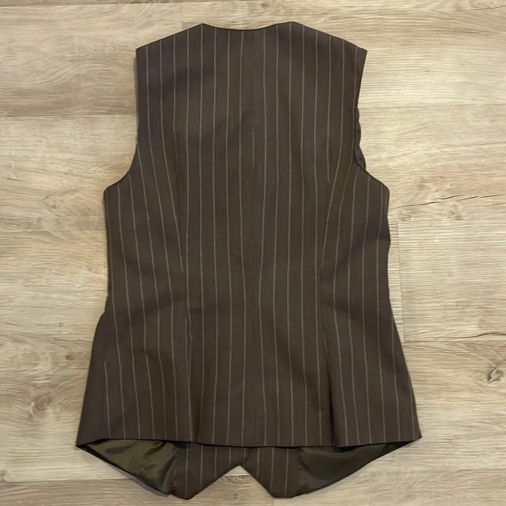 Miss Me Vintage Trending Longline Vest sz M (runs small) Brown Pinstripe - Picture 8 of 15